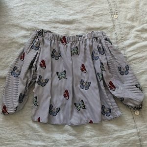 NWT Zara OffThe Shoulder embroidered butterfly top